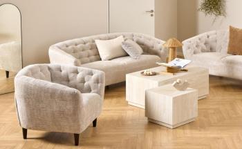 fauteuil beige stof 97 cm