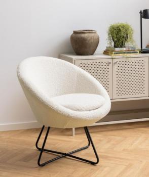 trendy fauteuil bouclé creme