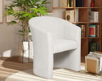 Fauteuil bouclé zand met kuipzitting