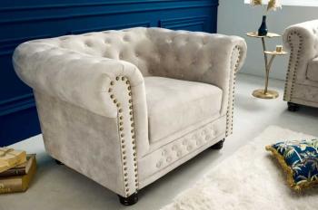 Fauteuil chesterfield champagne beige