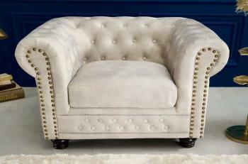 Fauteuil chesterfield champagne beige
