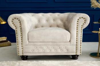 Fauteuil chesterfield champagne beige