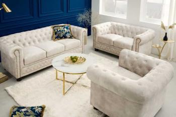 Fauteuil chesterfield champagne beige
