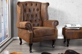 Oor fauteuil chesterfield look antiek bruin