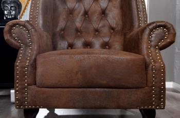 Oor fauteuil chesterfield look antiek bruin