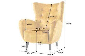 Oorfauteuil geel fluweel