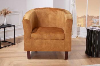 fauteuil geel fluweel houten poten