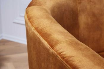 fauteuil geel fluweel houten poten
