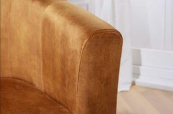 fauteuil geel fluweel houten poten