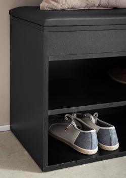 Halbank zwart met klep en kunstlederen bekleding 104 cm