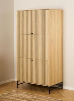 Garderobekast eiken kleur met lamellen fronten 99x200 cm