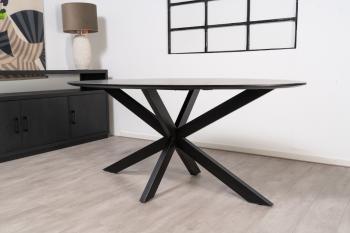 ovale eetkamertafel zwart mangohout 200 cm