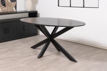 ovale eetkamertafel zwart mangohout 200 cm