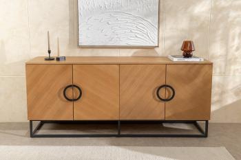 dressoir eiken met zwart onderstel 180 cm