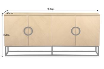 dressoir eiken met zwart onderstel 180 cm