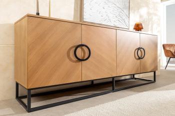 dressoir eiken met zwart onderstel 180 cm