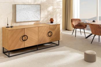 dressoir eiken met zwart onderstel 180 cm