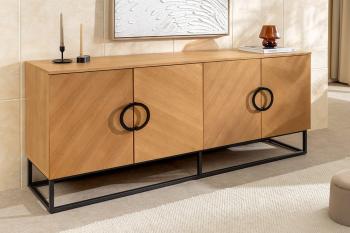 dressoir eiken met zwart onderstel 180 cm