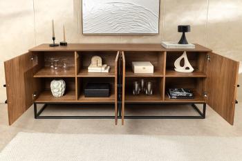 Dressoir walnootbruin zwart onderstel 180 cm