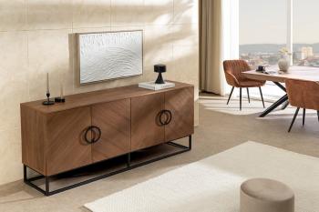 Dressoir walnootbruin zwart onderstel 180 cm