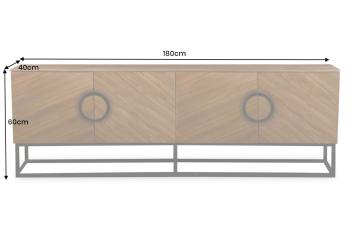 modern lowboard walnootbruin zwart onderstel 180 cm