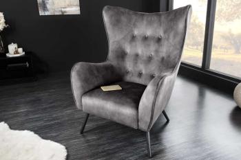 Oorfauteuil grijs fluweel