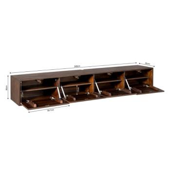 Groot zwevend tv meubel bruin 240 cm