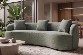 groot organisch bankstel saliegroen bouclé 230 cm