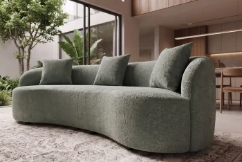 groot organisch bankstel saliegroen bouclé 230 cm