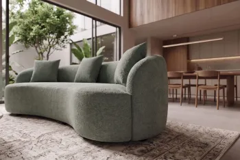 groot organisch bankstel saliegroen bouclé 230 cm