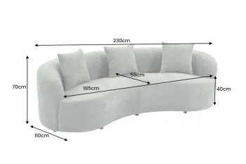 groot organisch bankstel saliegroen bouclé 230 cm