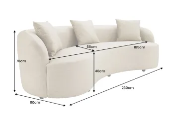 groot organisch bankstel velvet beige 230 cm