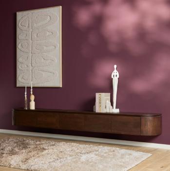 groot zwevend tv meubel donkerbruin mangohout 280 cm