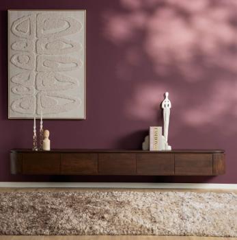 groot zwevend tv meubel donkerbruin mangohout 280 cm