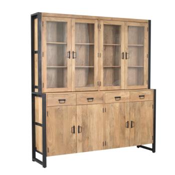 Vitrinekast buffetkast mangohout 200 cm