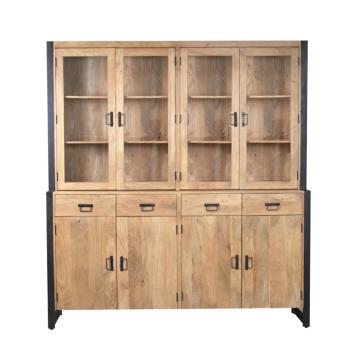 Vitrinekast buffetkast mangohout 200 cm