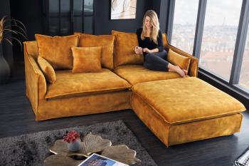 Hocker geel fluweel 100 cm