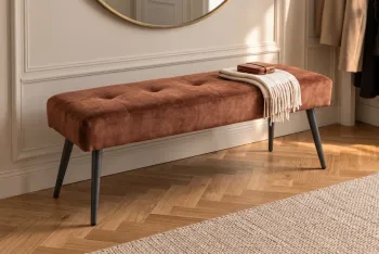 zitbankje fluweel roestbruin 100 cm