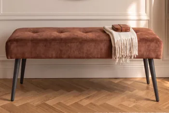 zitbankje fluweel roestbruin 100 cm