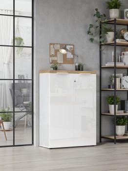 half hoge kantoorkast wit hoogglans eiken cadiz 115 cm