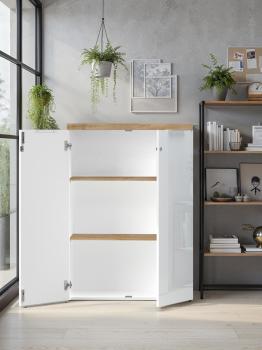 half hoge kantoorkast wit hoogglans eiken cadiz 115 cm