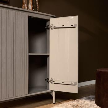 Halfhoge ovale wandkast mangohout taupegrijs 115 cm