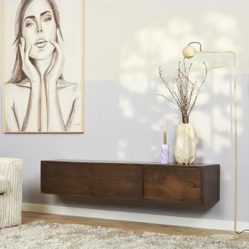 zwevend tv meubel walnoot mangohout 160 cm