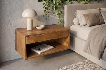 Zwevend nachtkastje mangohout 50cm
