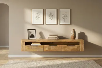 Hangend TV meubel naturel bruin mangohout 160cm