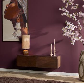 hangend tv meubel donkberbruin mangohout 120 cm