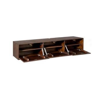 Zwevend tv meubel donkerbruin mangohout 160 cm