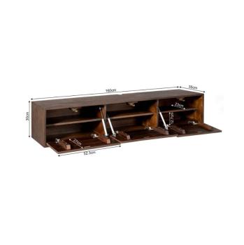 Zwevend tv meubel donkerbruin mangohout 160 cm
