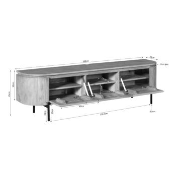 Zwevend tv meubel donkerbruin mangohout 160 cm