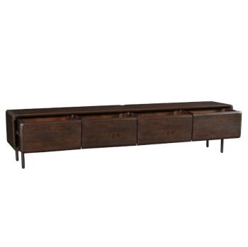 Zwevend tv meubel donkerbruin mangohout 200 cm